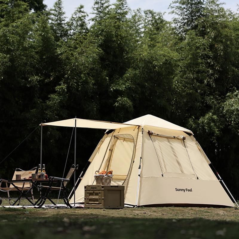 야외 노피치 퀵 오픈 텐트, 휴대용 다인용 텐트, 캠핑 자동 텐트, 고밀도 모기 방지 스크린